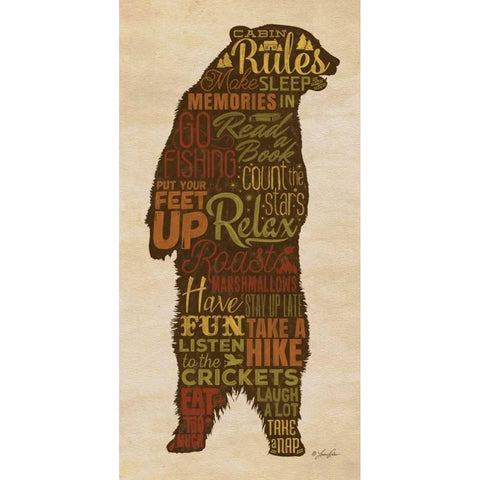 Cabin Rules Gold Ornate Wood Framed Art Print with Double Matting by Rader, Lauren
