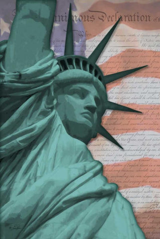 Lady Liberty White Modern Wood Framed Art Print with Double Matting by Rader, Lauren