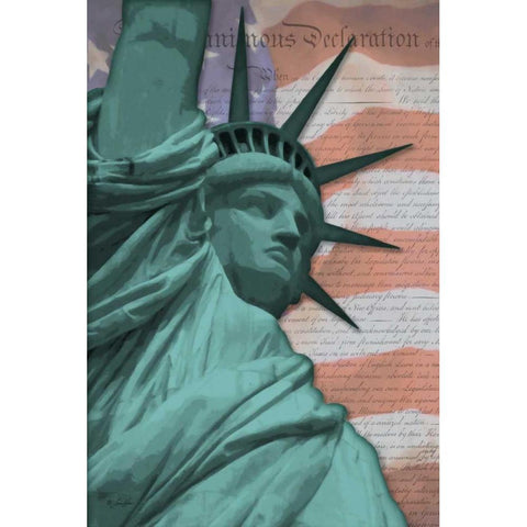Lady Liberty Black Modern Wood Framed Art Print with Double Matting by Rader, Lauren