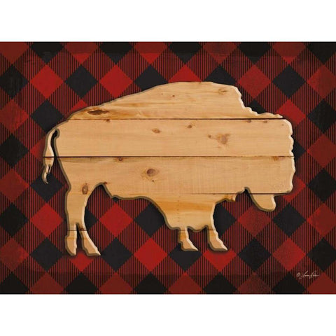 Wood and Plaid Buffalo Black Modern Wood Framed Art Print with Double Matting by Rader, Lauren