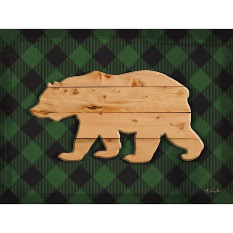 Wood and Plaid Bear Black Modern Wood Framed Art Print by Rader, Lauren