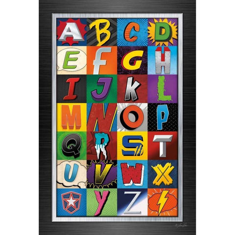 Superhero Alphabet White Modern Wood Framed Art Print by Rader, Lauren