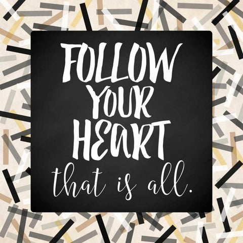 Follow Your Heart Gold Ornate Wood Framed Art Print with Double Matting by Rader, Lauren