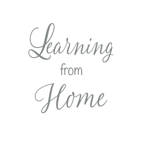 Learning From Home White Modern Wood Framed Art Print with Double Matting by Rader, Lauren