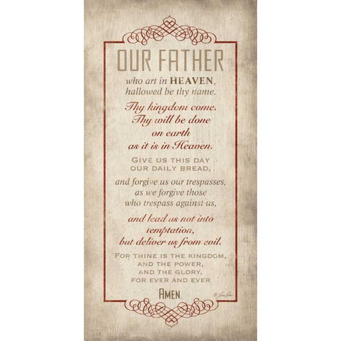 Our Father Gold Ornate Wood Framed Art Print with Double Matting by Rader, Lauren