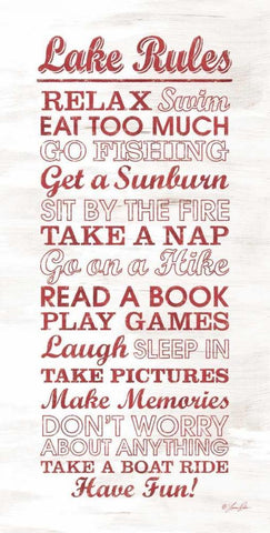 Lake Rules Black Ornate Wood Framed Art Print with Double Matting by Rader, Lauren