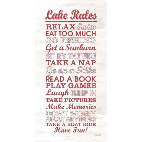 Lake Rules Gold Ornate Wood Framed Art Print with Double Matting by Rader, Lauren