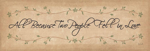 All Because Two People Fell in Love Black Ornate Wood Framed Art Print with Double Matting by Rader, Lauren