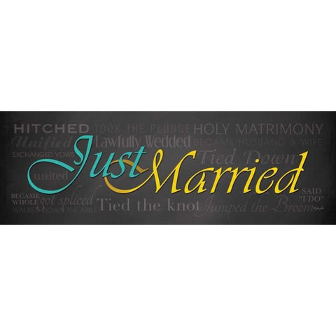 Just Married Black Modern Wood Framed Art Print with Double Matting by Rader, Lauren