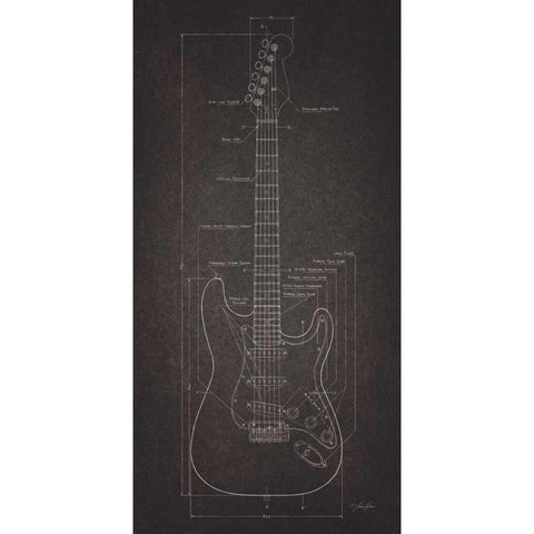 Electric Guitar Blueprint White Modern Wood Framed Art Print by Rader, Lauren