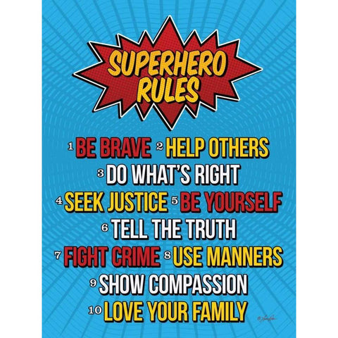 Superhero Rules Gold Ornate Wood Framed Art Print with Double Matting by Rader, Lauren