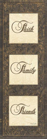 Faith, Family, Friends White Modern Wood Framed Art Print with Double Matting by Rader, Lauren