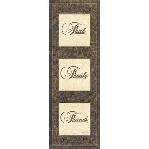 Faith, Family, Friends Gold Ornate Wood Framed Art Print with Double Matting by Rader, Lauren
