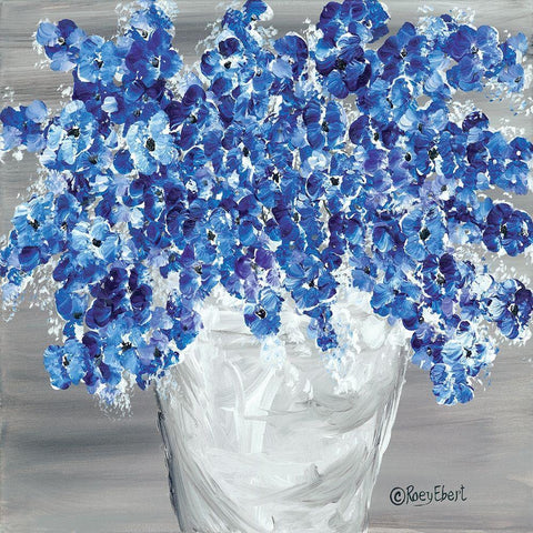 Blooming Blues White Modern Wood Framed Art Print with Double Matting by Ebert, Roey