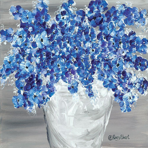 Blooming Blues Black Modern Wood Framed Art Print by Ebert, Roey