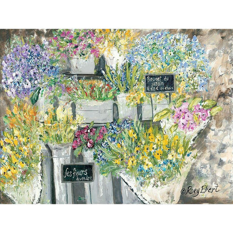 The French Flower Market Black Modern Wood Framed Art Print with Double Matting by Ebert, Roey