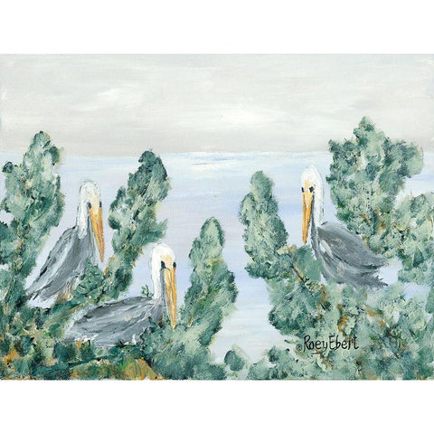 The Pelican Perch White Modern Wood Framed Art Print by Ebert, Roey