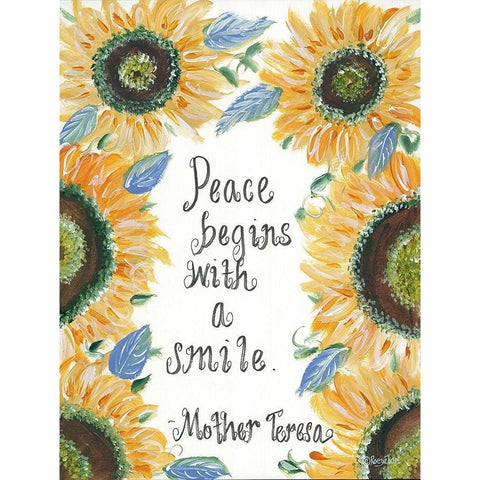 Peace Mother Teresa Black Modern Wood Framed Art Print with Double Matting by Ebert, Roey