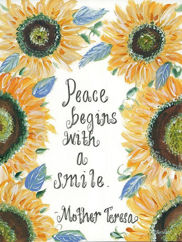 Peace Mother Teresa Black Ornate Wood Framed Art Print with Double Matting by Ebert, Roey