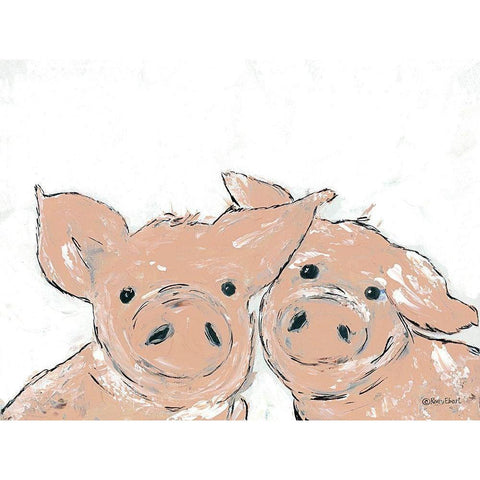 Pigs White Modern Wood Framed Art Print by Ebert, Roey