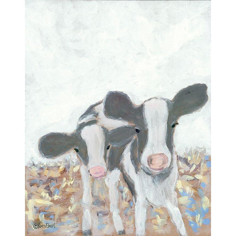 Calf Siblings Black Modern Wood Framed Art Print by Ebert, Roey