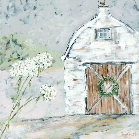 The White Barn Black Modern Wood Framed Art Print by Ebert, Roey