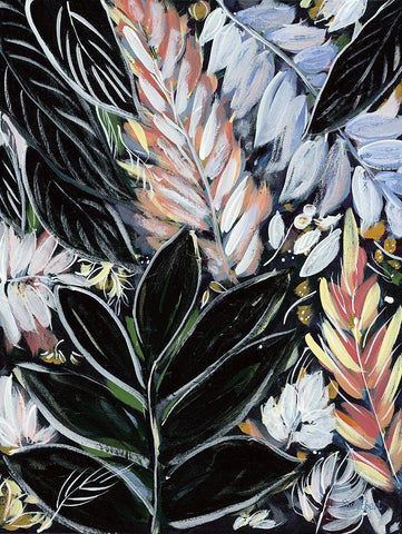 Dark Palms I Black Ornate Wood Framed Art Print with Double Matting by Ebert, Roey