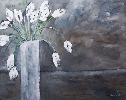 Dreamy Tulips Black Ornate Wood Framed Art Print with Double Matting by Ebert, Roey