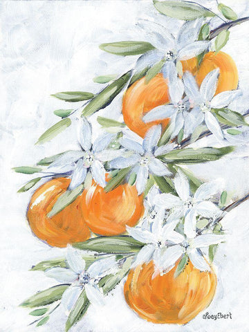 Orange Blossoms White Modern Wood Framed Art Print with Double Matting by Ebert, Roey