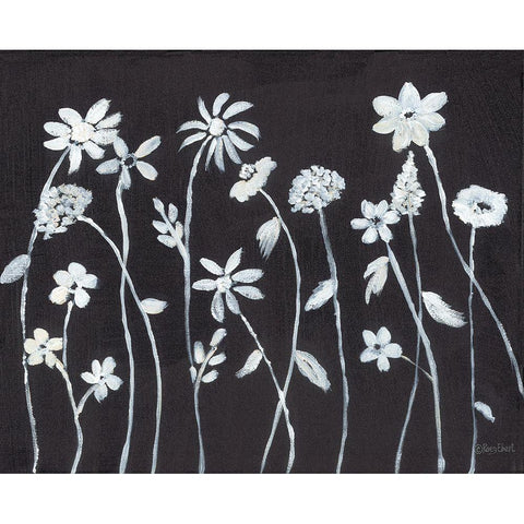 Wildflowers Silhouettes Black Modern Wood Framed Art Print by Ebert, Roey