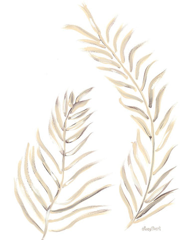 Palm Leaves Natural I White Modern Wood Framed Art Print with Double Matting by Ebert, Roey