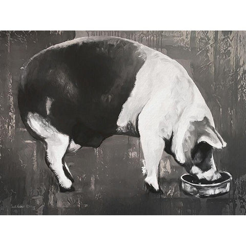 This Little Piggy  Black Modern Wood Framed Art Print by Redman, Suzi