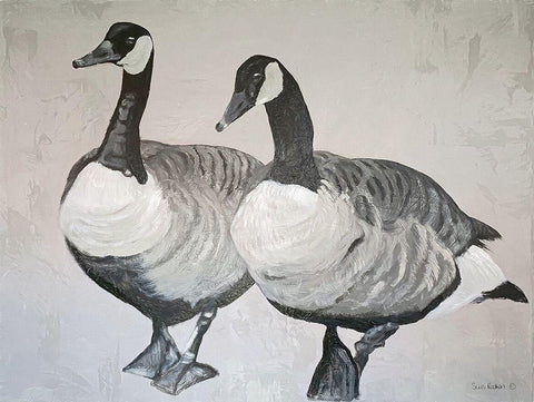 Ducks    Black Ornate Wood Framed Art Print with Double Matting by Redman, Suzi