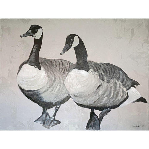 Ducks    White Modern Wood Framed Art Print by Redman, Suzi