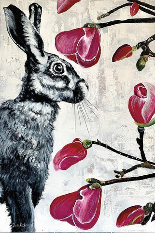 Magnolia White Modern Wood Framed Art Print with Double Matting by Redman, Suzi