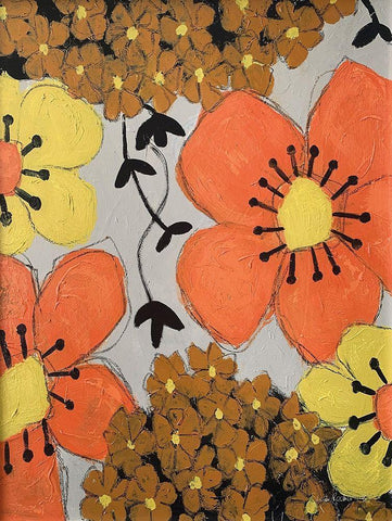 Lazy Daisy II Black Ornate Wood Framed Art Print with Double Matting by Redman, Suzi