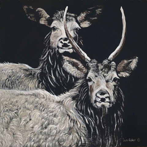 Two Woodland Deer Gold Ornate Wood Framed Art Print with Double Matting by Redman, Suzi