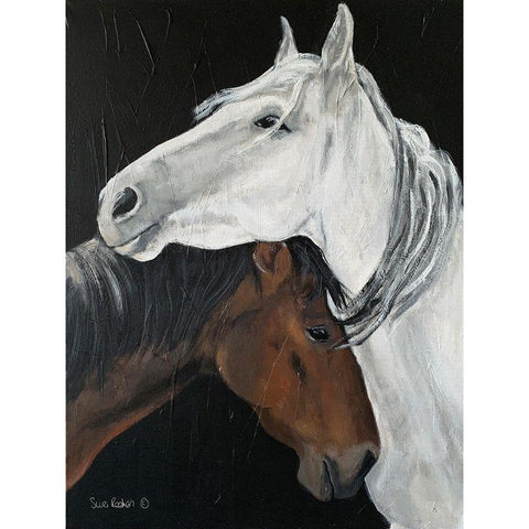 Horse Hug Black Modern Wood Framed Art Print by Redman, Suzi