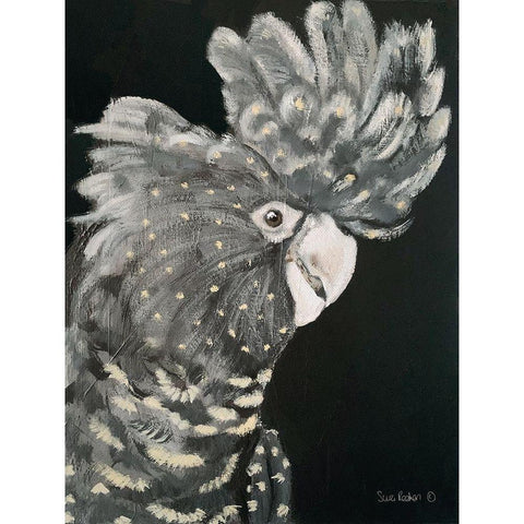 Gray Cockatoo Gold Ornate Wood Framed Art Print with Double Matting by Redman, Suzi