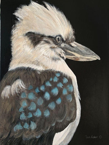 Kookaburra White Modern Wood Framed Art Print with Double Matting by Redman, Suzi
