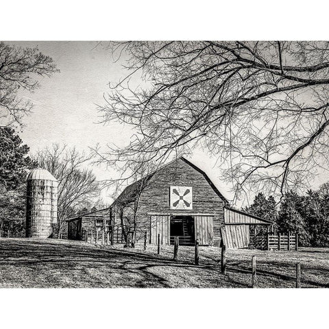 At Home in the Barn Gold Ornate Wood Framed Art Print with Double Matting by Rigsby, Jennifer