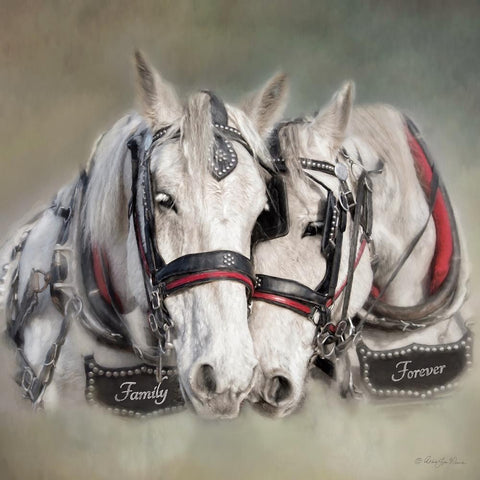 Family Forever White Modern Wood Framed Art Print with Double Matting by Vieira, Robin-Lee