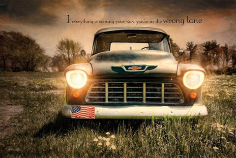 Wrong Lane White Modern Wood Framed Art Print with Double Matting by Vieira, Robin-Lee