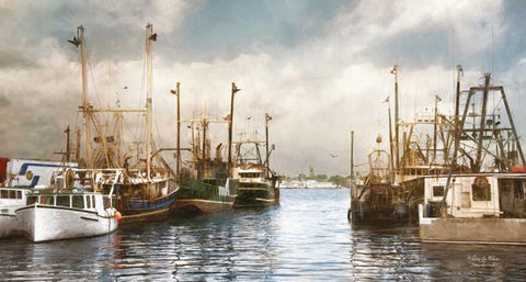 Harborside Black Ornate Wood Framed Art Print with Double Matting by Vieira, Robin-Lee