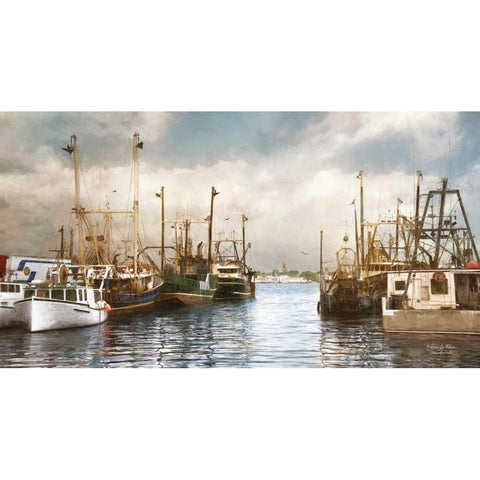 Harborside Black Modern Wood Framed Art Print with Double Matting by Vieira, Robin-Lee