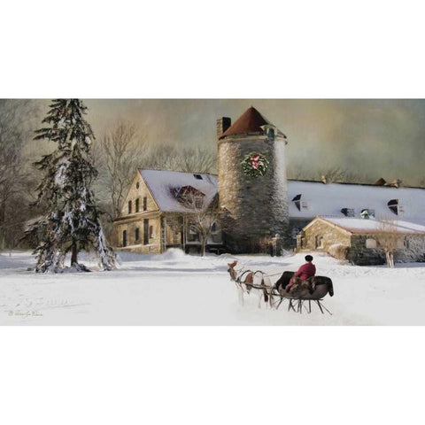 One Horse Open Sleigh Black Modern Wood Framed Art Print with Double Matting by Vieira, Robin-Lee