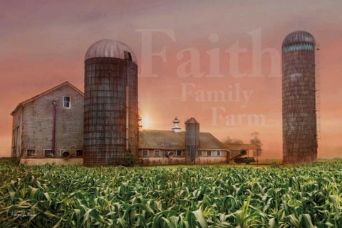 Faith, Family, Farm White Modern Wood Framed Art Print with Double Matting by Vieira, Robin-Lee