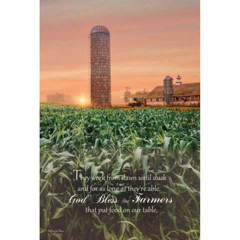 God Bless Farmers White Modern Wood Framed Art Print by Vieira, Robin-Lee