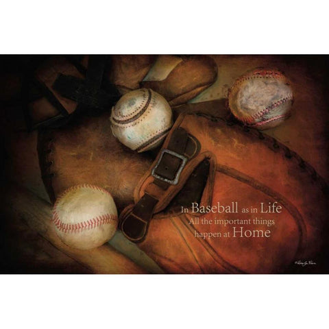 Baseball Gold Ornate Wood Framed Art Print with Double Matting by Vieira, Robin-Lee