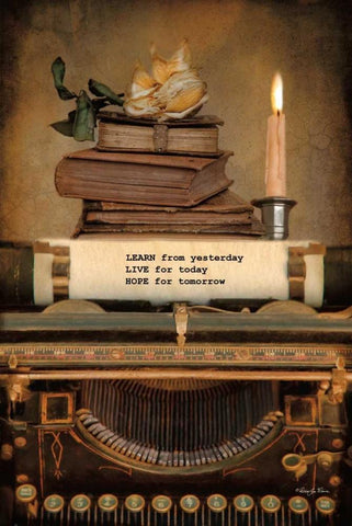 Learn from Yesterday Black Ornate Wood Framed Art Print with Double Matting by Vieira, Robin-Lee